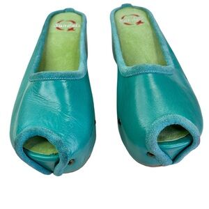 Teal Leather Mules